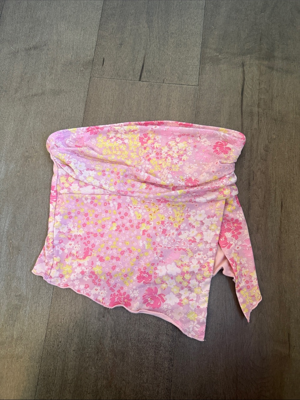 Women’s Pink Floral Strapless Bandage Top